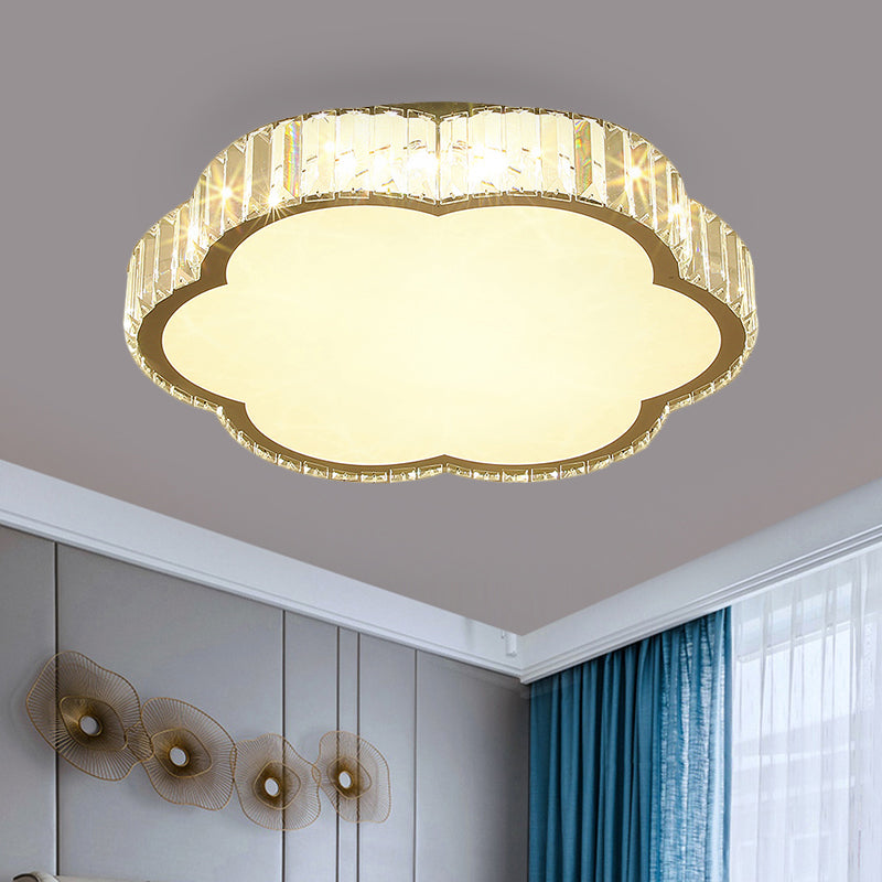 Contemporary Cloud Clear Crystal Flush Mount Led Ceiling Light In Stainless Steel For Bedchamber