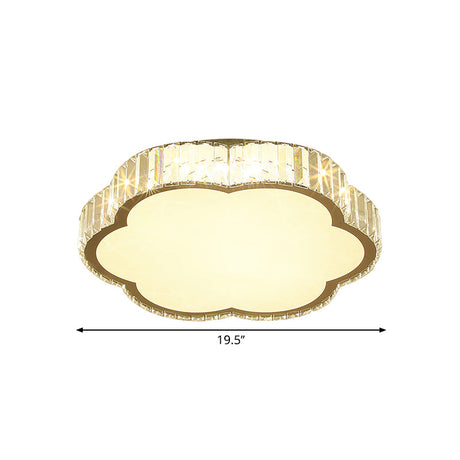 Contemporary Cloud Clear Crystal Flush Mount Led Ceiling Light In Stainless Steel For Bedchamber