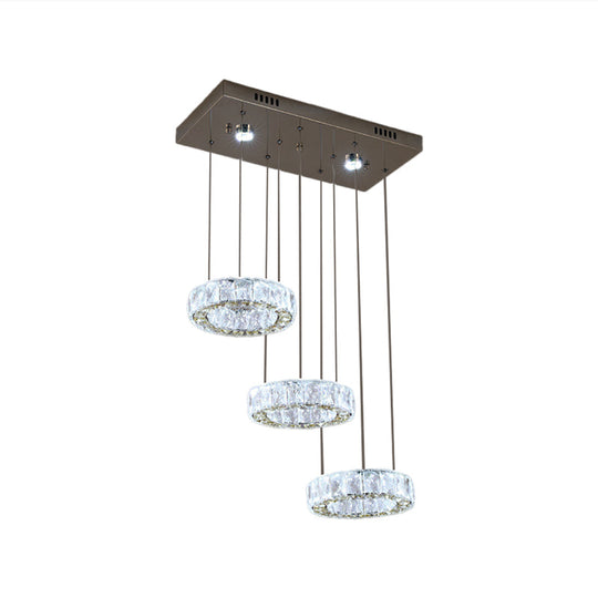 Modern Crystal Pendant Light With Led Kit – Stainless Steel Swag Lamp