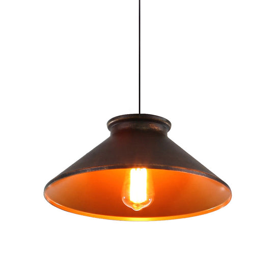 Vintage Style Pendant Light With Metal Shade | 1 Bulb Suspension Lighting For Dining Room In