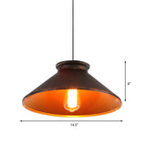 Vintage Style Pendant Light With Metallic Tapered Shade - 1 Bulb Suspension For Dining Room In