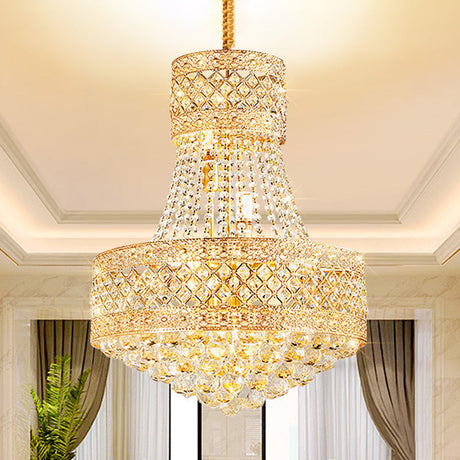 Contemporary Drum Octagon Crystal Ceiling Pendant Chandelier - 3/5 Lights Gold 12/15.5 Wide