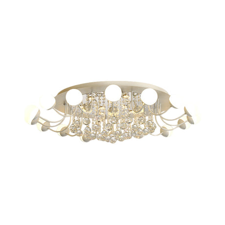 Hand-Cut Crystal Sphere Ceiling Light With Modern Design: 10/12-Head Black/White Mounting For Parlor