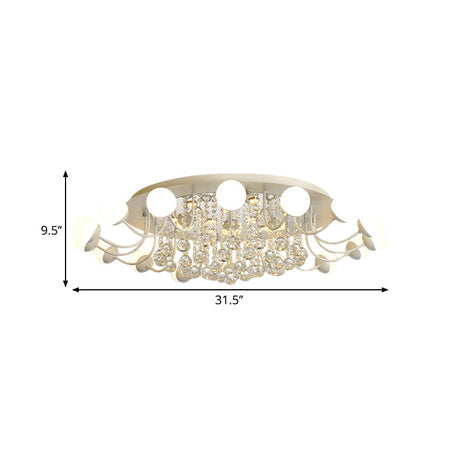 Hand-Cut Crystal Sphere Ceiling Light With Modern Design: 10/12-Head Black/White Mounting For Parlor