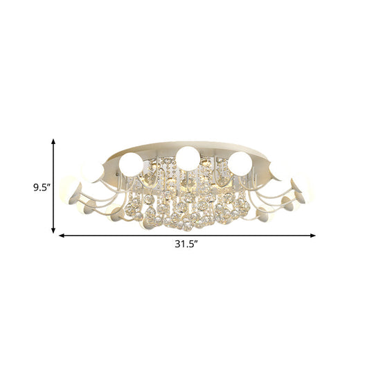 Hand-Cut Crystal Sphere Ceiling Light With Modern Design: 10/12-Head Black/White Mounting For Parlor