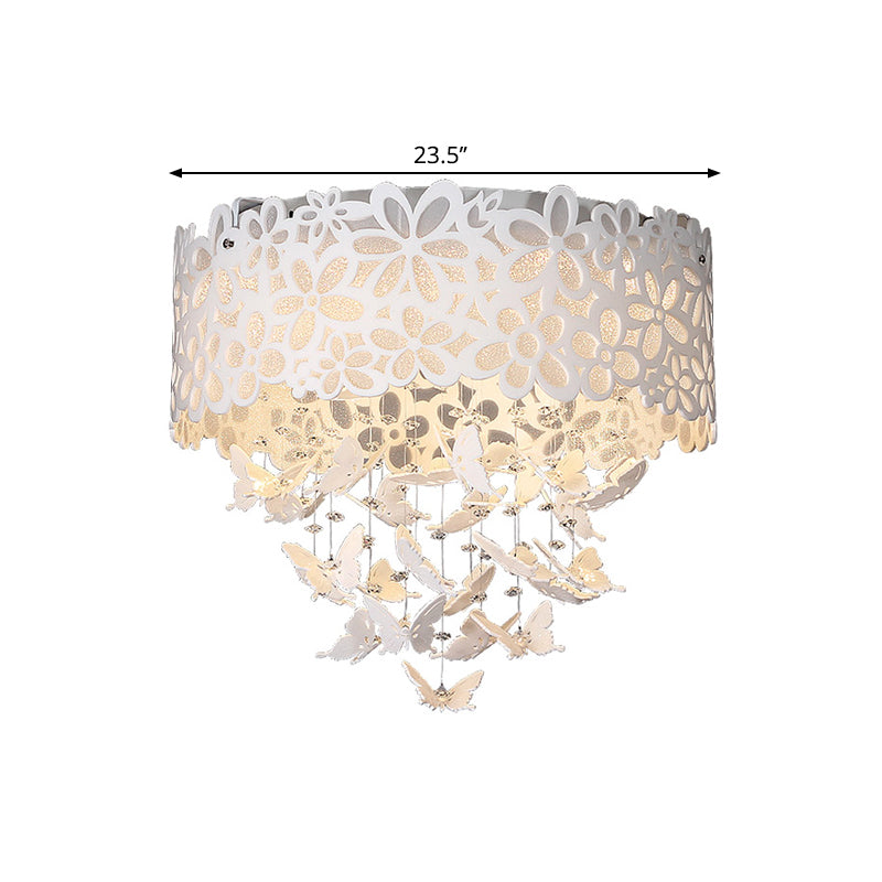 Contemporary White Led Indoor Flush Mount Ceiling Light With Butterfly Shade - 4/8 - Light