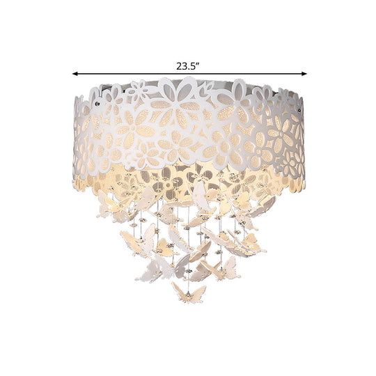 Contemporary White Led Indoor Flush Mount Ceiling Light With Butterfly Shade - 4/8 - Light