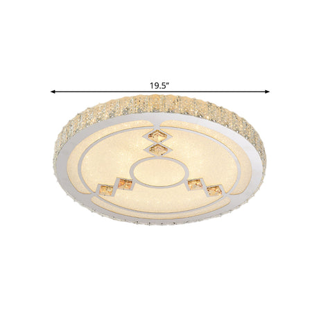 Modern Bevel Cut Glass Led Ceiling Mounted Flush Light In Chrome For Sleeping Room