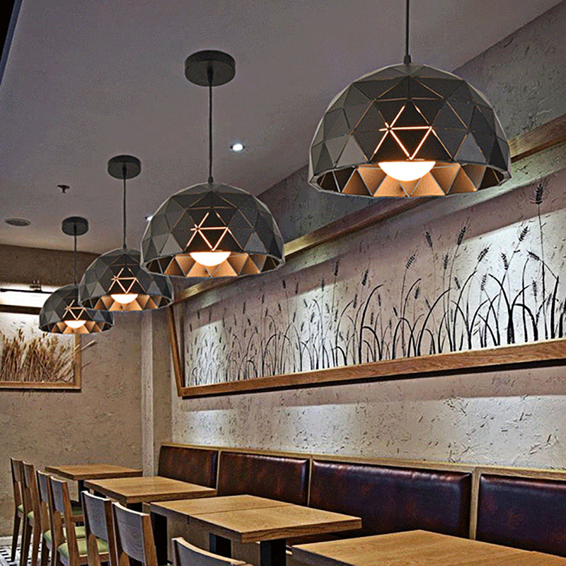 Modern Nordic Dome Ceiling Light In Black/White For Coffee Shop - 12/14 W 1-Light Black / 12