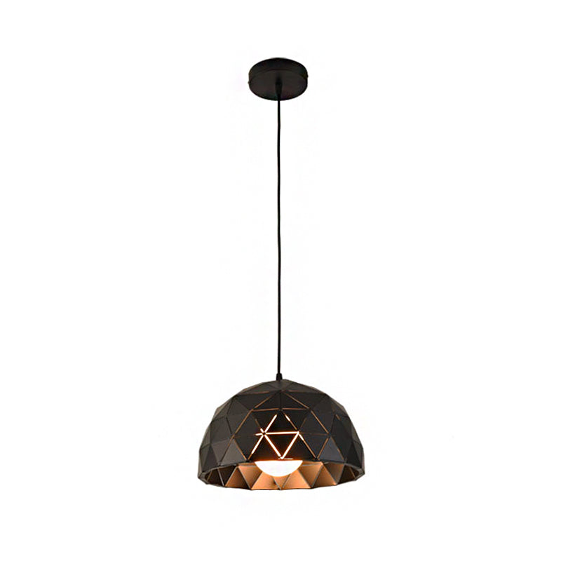 Nordic Style Domed Ceiling Light Fixture - 12’/14’ 1-Light Pendant In Black/White For Coffee Shop
