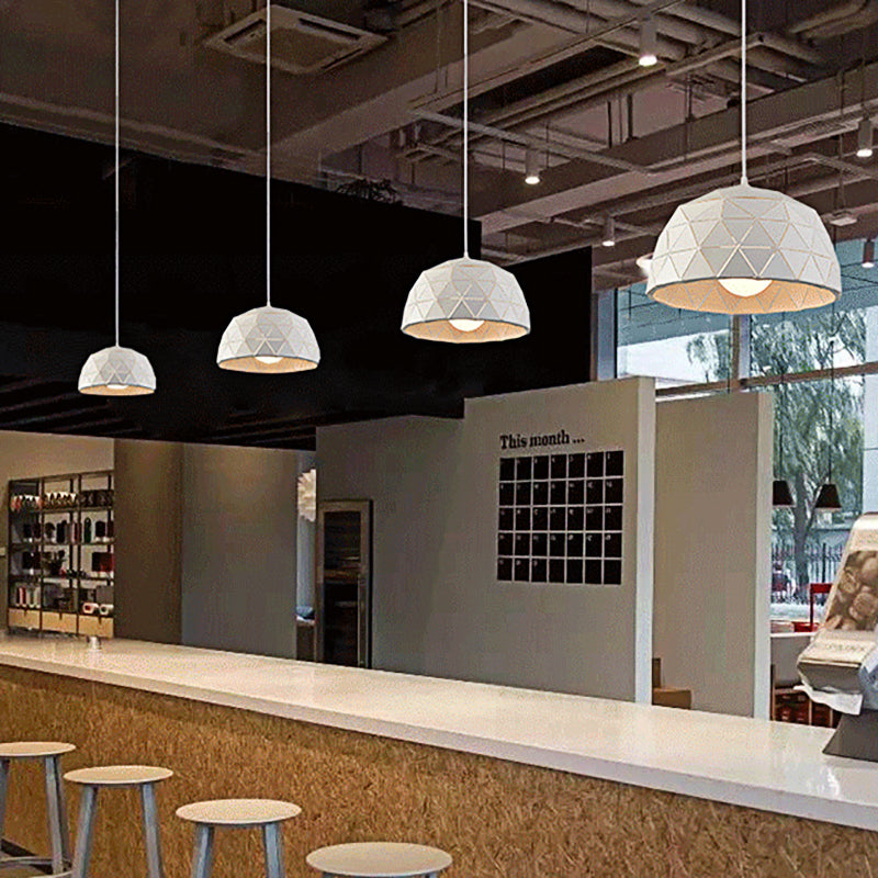 Modern Nordic Dome Ceiling Light In Black/White For Coffee Shop - 12/14 W 1-Light White / 12