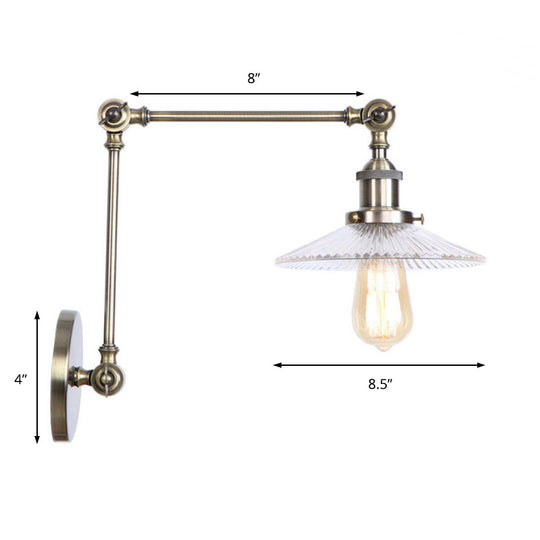 Rustic Prismatic Glass Saucer Sconce Light Fixture - 1 Black/Silver/Brass Wall Lamp For Living Room