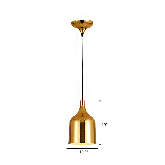 Retro Style Metal Pendant Light In Gold 6/8/10.5 Diameter For Dining Table Or Ceiling 1-Light