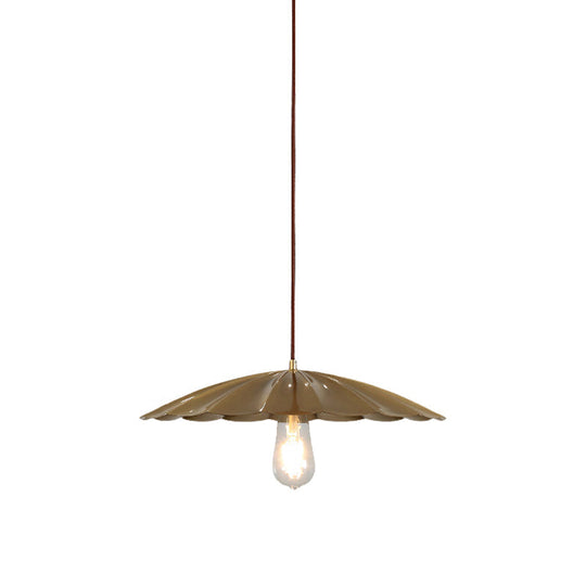 Vintage Brass Scalloped Hanging Ceiling Light Pendant For Study Room - 1