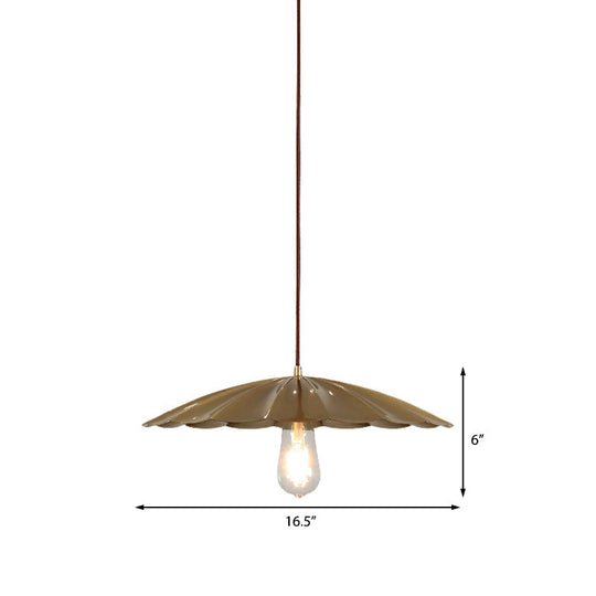 Vintage Brass Scalloped Hanging Ceiling Light Pendant For Study Room - 1