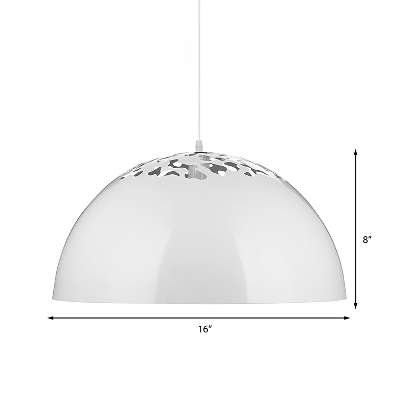 Industrial Domed Pendant Lighting 1-Light Metal Suspension Light 12’/16’ Dia Hollow Out Design