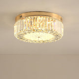 16/19.5 Wide Led Flushmount Modern Clear Prismatic Crystal Ceiling Light In Gold / 16