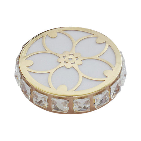 Contemporary Gold Led Flush Mount Ceiling Lamp With Clear Crystal Blocks For Corridor - Multi -