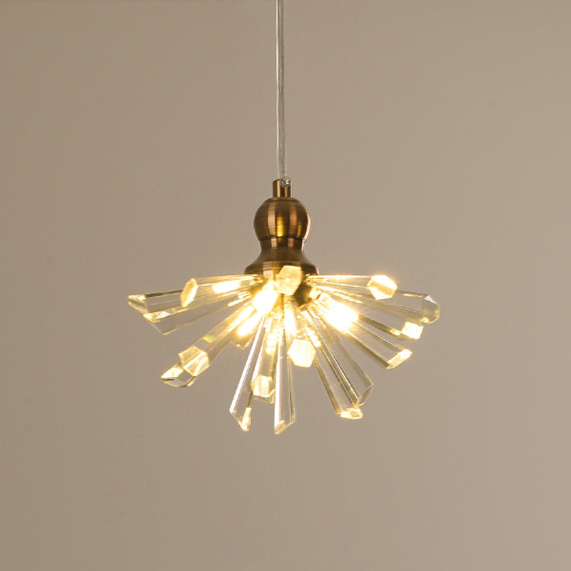 Gold Glass Sputnik Pendant Light With Clear Crystal Accents - Modern Suspension Fixture (3/6 Heads)