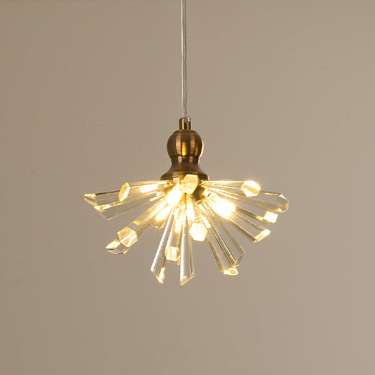 Gold Glass Sputnik Pendant Light With Clear Crystal Accents - Modern Suspension Fixture (3/6 Heads)