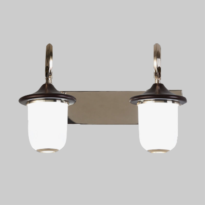 Modern Cylinder Wall Mount Lamp With Double/Triple Bulbs White Glass Vanity Light For Mirrors -