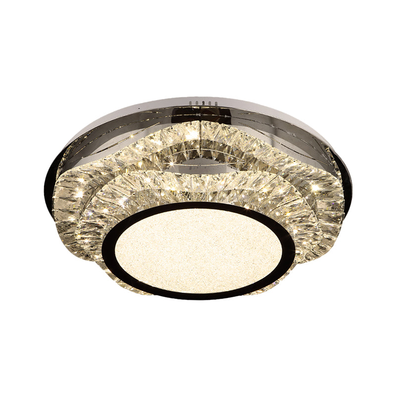 Modern Crystal Scalloped Flush Mount Led Ceiling Light In Chrome Finish