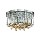 Chrome Cylinder Crystal Led Flush Light For Doorway - 10/15.5 Wide