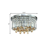 Chrome Cylinder Crystal Led Flush Light For Doorway - 10/15.5 Wide