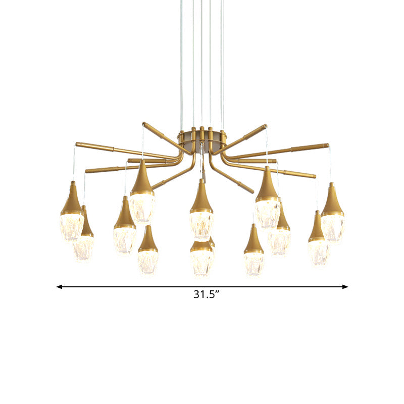 Led Crystal Raindrop Chandelier - Postmodern Burst Design Gold 7/13/16