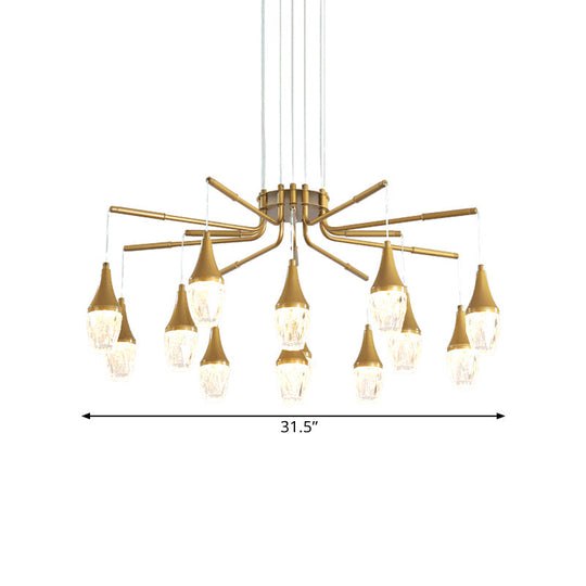 Led Crystal Raindrop Chandelier - Postmodern Burst Design Gold 7/13/16