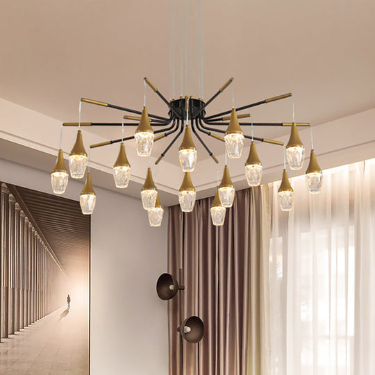 Led Crystal Raindrop Chandelier - Postmodern Burst Design Gold 7/13/16