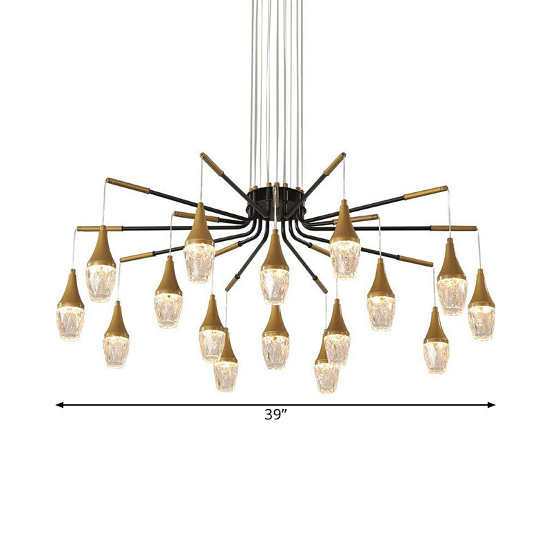 Led Crystal Raindrop Chandelier - Postmodern Burst Design Gold 7/13/16