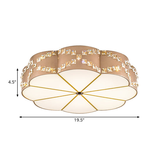 Modern Led Flushmount Ceiling Lamp With Clear Crystal Blocks And Gold Finish