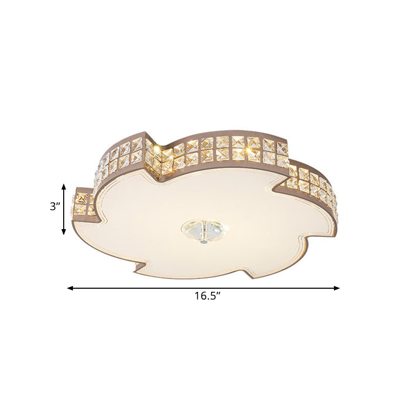 Modern Champagne Led Ceiling Light With Square - Cut Crystals 16.5’/21.5’ Width