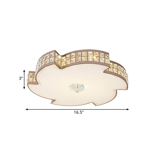 Modern Champagne Led Ceiling Light With Square-Cut Crystals 16.5/21.5 Width