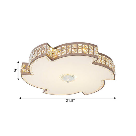 Modern Champagne Led Ceiling Light With Square - Cut Crystals 16.5’/21.5’ Width
