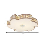 Modern Champagne Led Ceiling Light With Square-Cut Crystals 16.5/21.5 Width