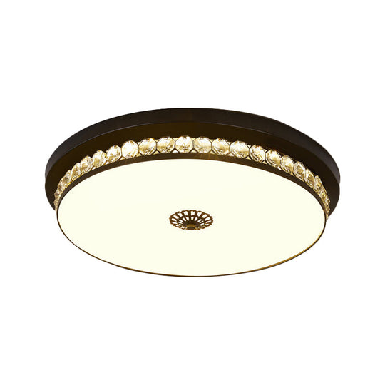 15.5’/19.5’ Led Ceiling Lighting In Black - Contemporary Round Clear Hexagon Crystals Flush