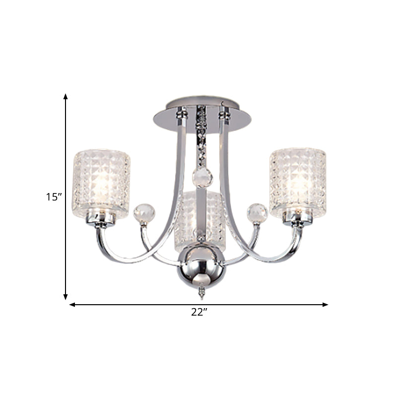 Modern Swirling Arm Chrome Ceiling Fixture With Crystal Shades (3/4/6 Bulbs)