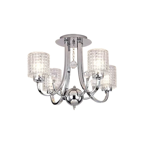 Modern Swirling Arm Chrome Ceiling Fixture With Crystal Shades (3/4/6 Bulbs)