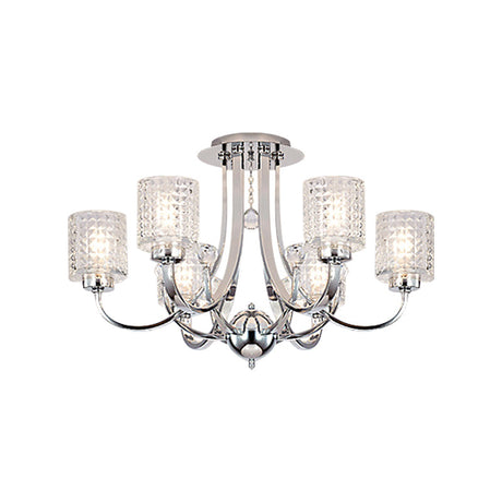 Modern Swirling Arm Chrome Ceiling Fixture With Crystal Shades (3/4/6 Bulbs)