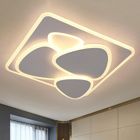 Modern Grey Flush Mount Led Ceiling Light With Overlapping Design In White/Warm - 19.5’/38’ Wide