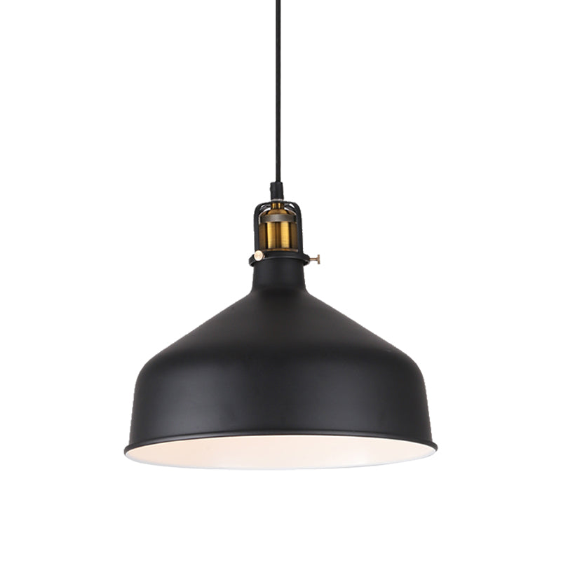 Retro Stylish 1-Bulb Pendant Light: 8’/12’ Width With Barn Shade Metal Ceiling Fixture For