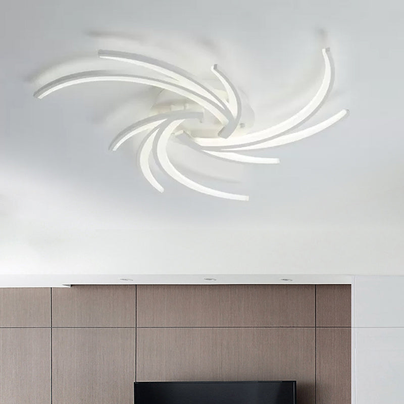 Modern Swirl Flush Mount Lamp - Acrylic Ceiling Fixture With 3/4/5 Lights For White Bedroom