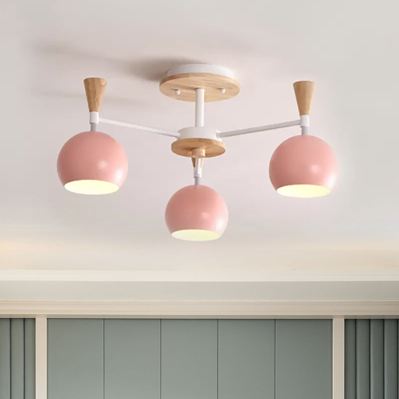 Macaron 3/6/8 - Light Acrylic Dome Ceiling Lamp - Pink/Yellow/Blue Semi Flush Pendant