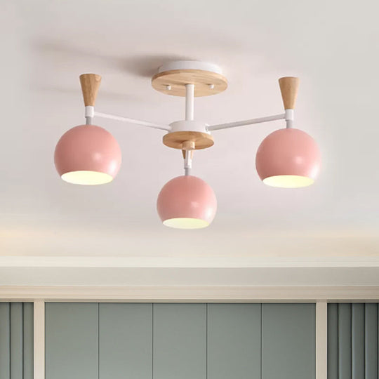 Macaron 3/6/8 - Light Acrylic Dome Ceiling Lamp - Pink/Yellow/Blue Semi Flush Pendant