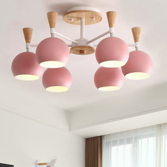 Macaron 3/6/8 - Light Acrylic Dome Ceiling Lamp - Pink/Yellow/Blue Semi Flush Pendant