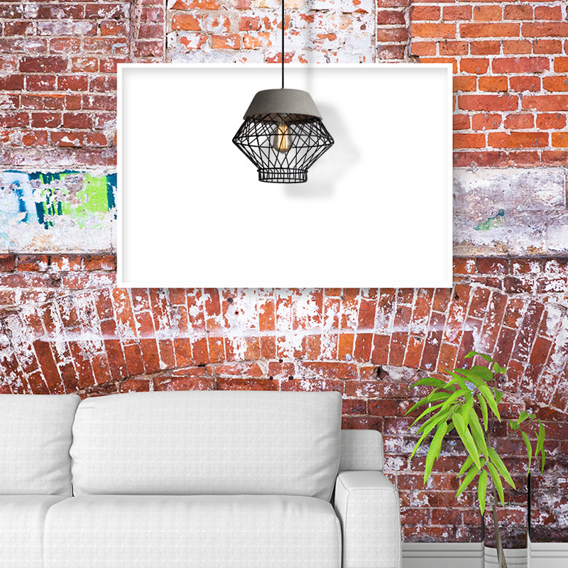 Vintage Wire Cage Pendant Light With Adjustable Cord - Retro Style Metal Lamp In Black