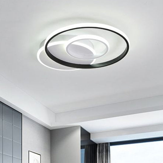 Minimalist Black & White Ceiling Light With Integrated Led - Warm/White - Multiple Sizes