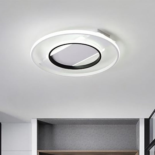 16’/19.5’/23.5’ Acrylic Ring Flush Ceiling Light - 2 Heads Black & White Bedroom (Warm/White)